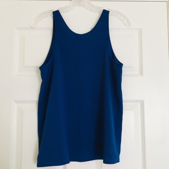 *SOLD Nordstrom Frenchi Deep Blue Chiffon Tank Top - Picture 4 of 7
